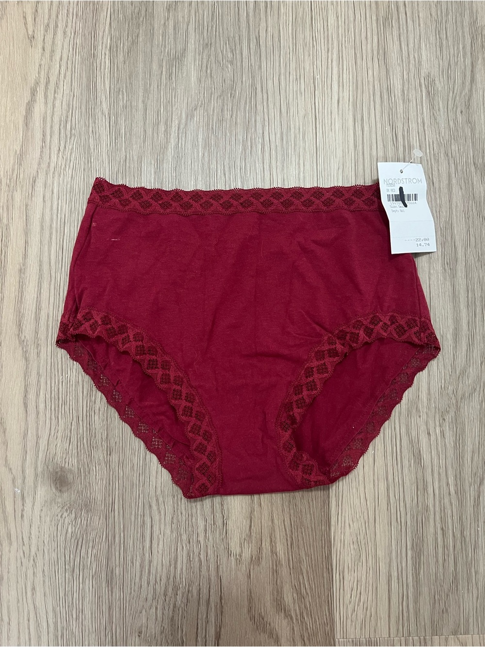 Natori Bliss Lace Brief Panty Dark Red Size Small NWT 755058